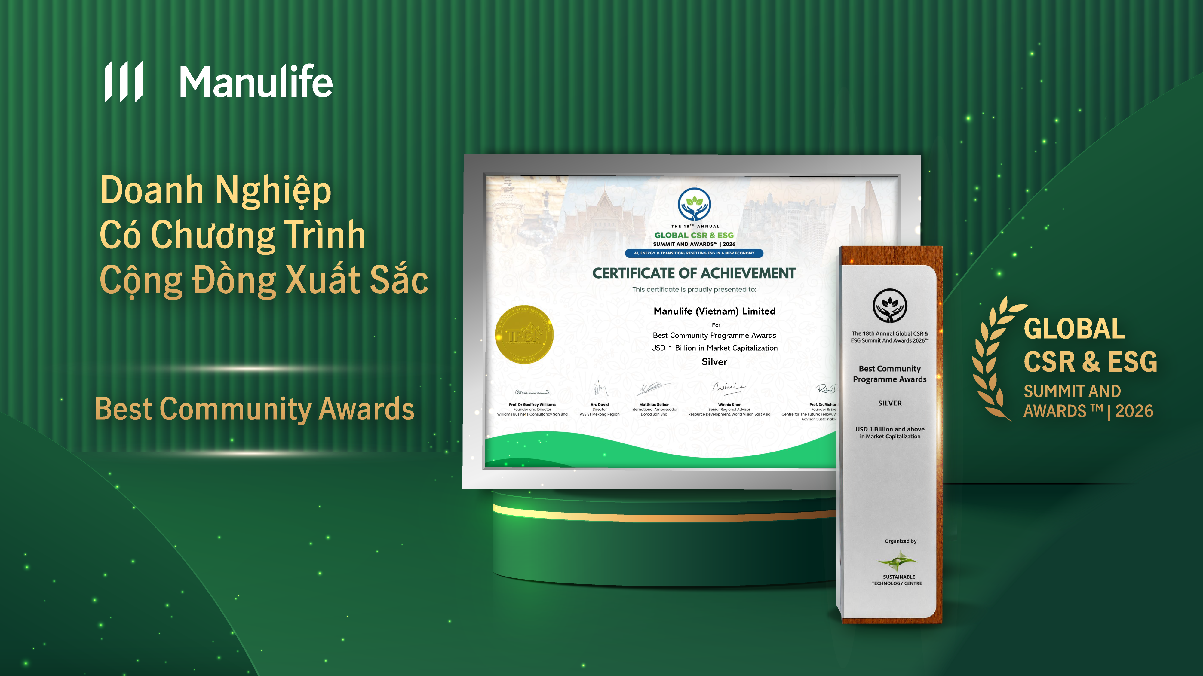 Manulife Việt Nam nhận giải thưởng quốc tế về hoạt động cộng đồng